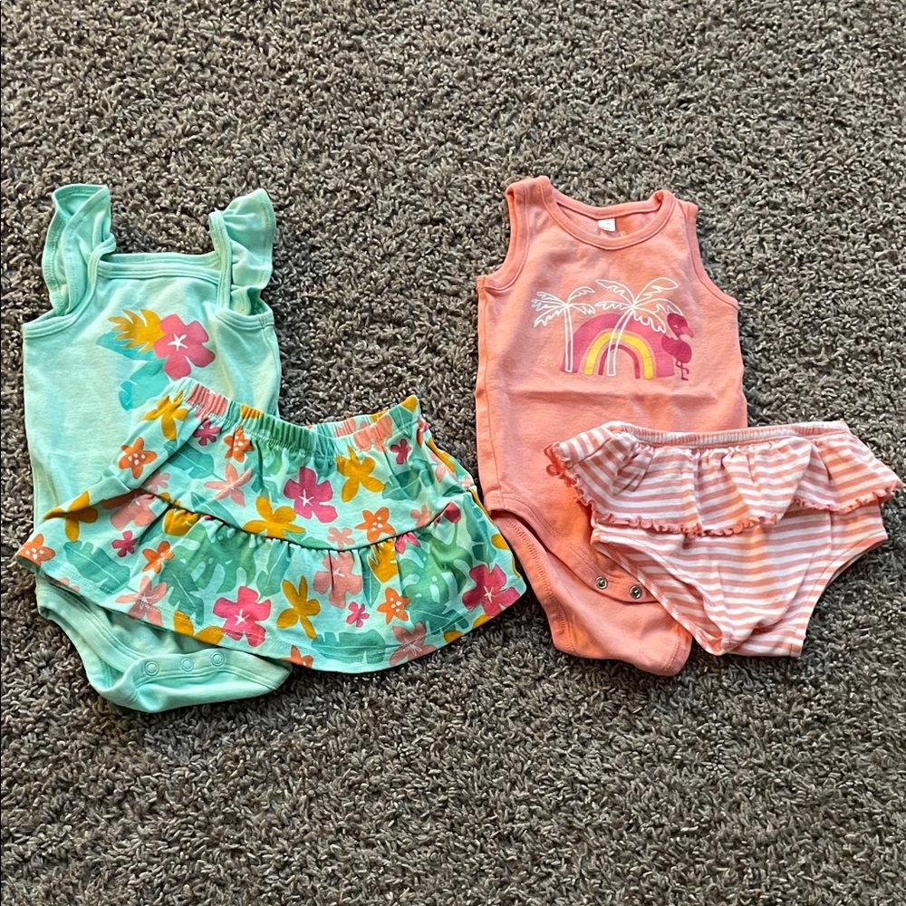 Colorful Baby Bodysuits and Skirt Sets